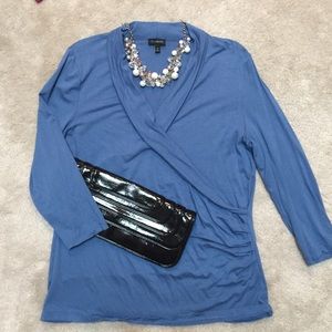 Talbots 3/4 Slv FauxWrap Top