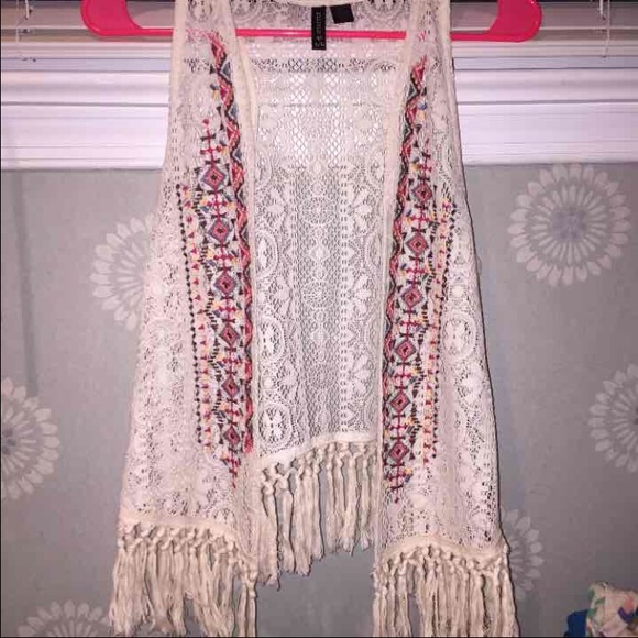 Boho lace fringe poncho/cardigan