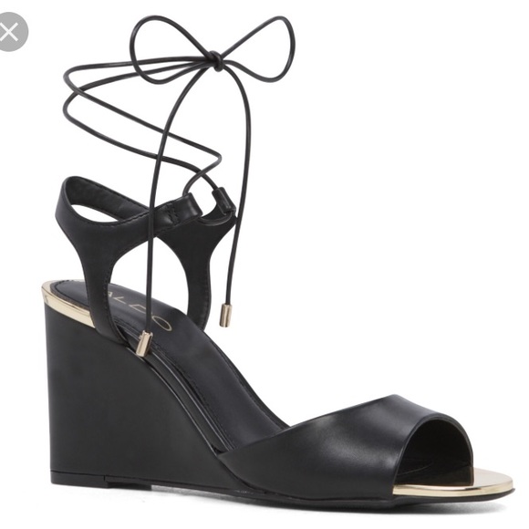 Aldo Black Lace up Wedge