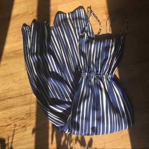 Navy and white striped maxi dress