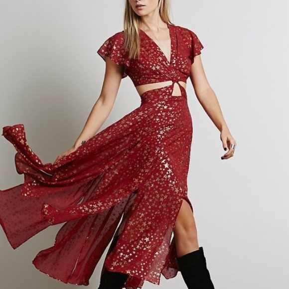 Free people star foil jasper midi dress