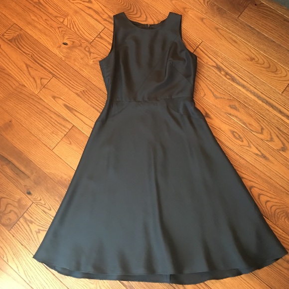 Navy silk fit and flare dress