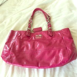 Coach hot pink patent leather purse