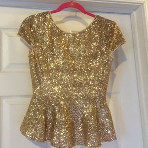 Bebe gold sequin peplum top