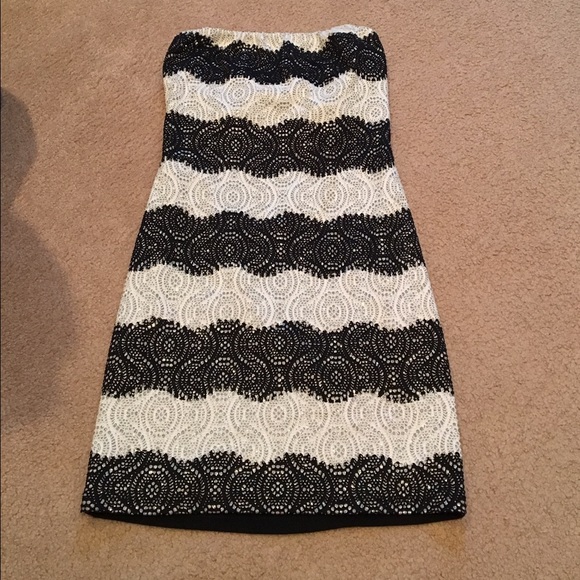 Tube Formal Mini Bodycon Dress, Black & White Lace - Picture 1 of 4