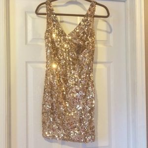 Gold sequin Bebe dress
