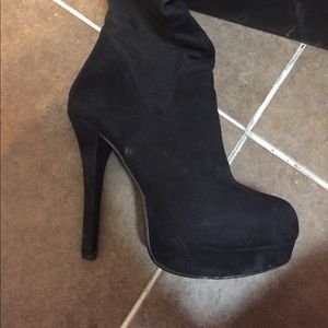 Over the knee black suede boots