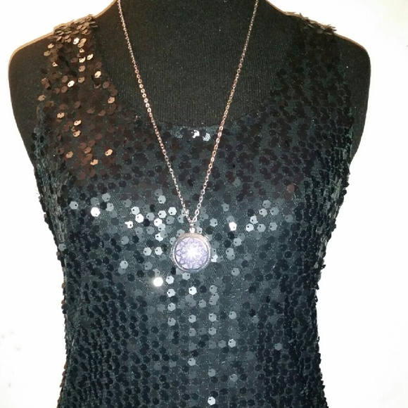 Aryn K Black Sequined Stretch Tank BNWT XS