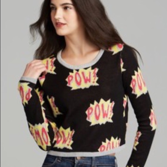 Aqua POW Pop Art Cropped Sweater
