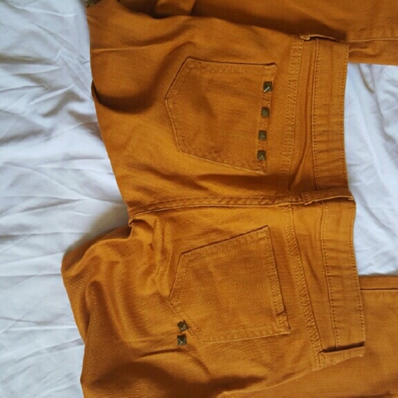 Bronze studded mustard jeans