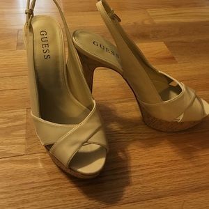 Guess nude sling back heels, size 6