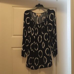 Michael Kors Navy & White Scoop Top