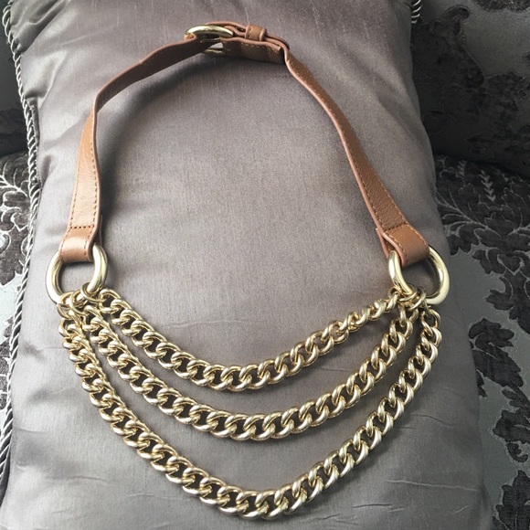 Leather and chain necklace