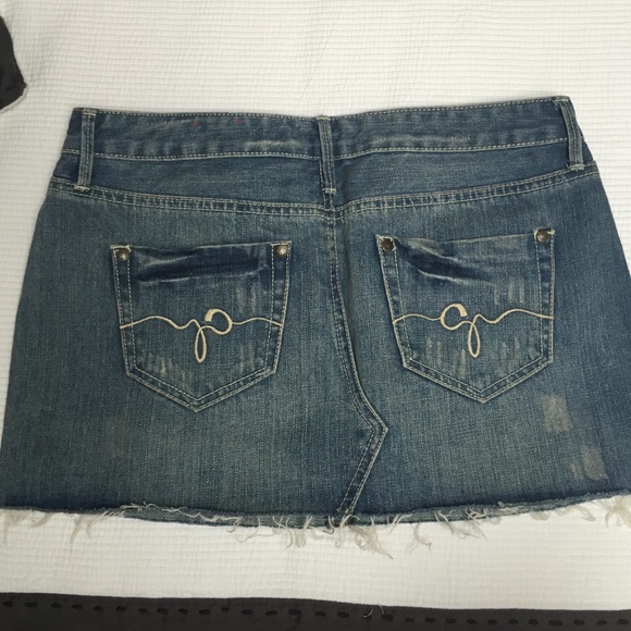 Guess destroyed wash denim mini skirt
