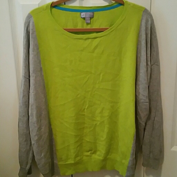 Comfy sweater ..gray and neon green