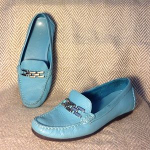 Talbots 6 Leather Aqua Turquoise Loafer Boat Shoes