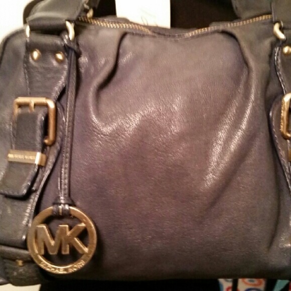 MK Vintage, Navy, Leather handbag. Project Piece.