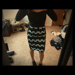 Graphic print pencil skirt