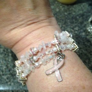 Pink & silver memory wire bracelet
