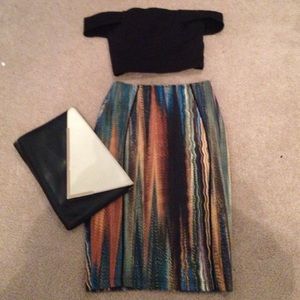 H&M scuba multi color high wait skirt size XS