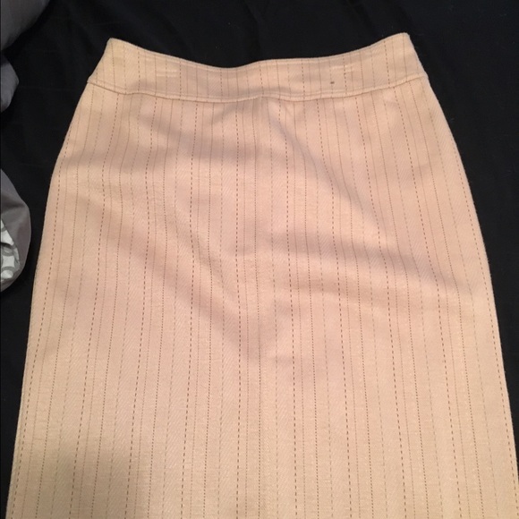Beige striped pencil skirt