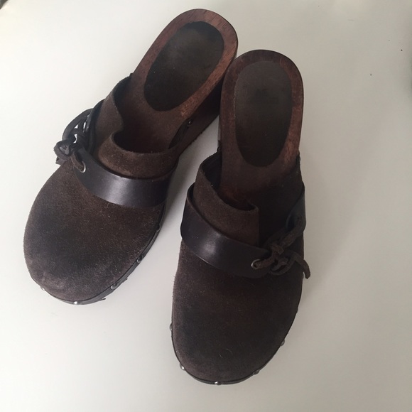 Brown Suede Clogs