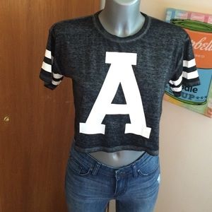Aēropostale mesh-like crop top with a letter A.