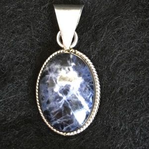 🎁 Genuine Sterling Silver Sodalite Pendant NEW