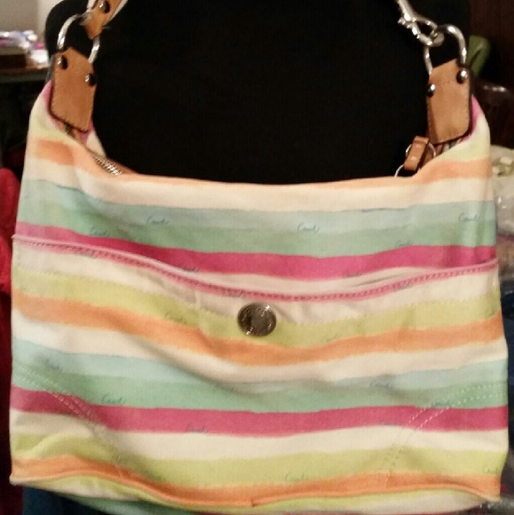 Coach Hampton Multi-Striped Hobo 11678