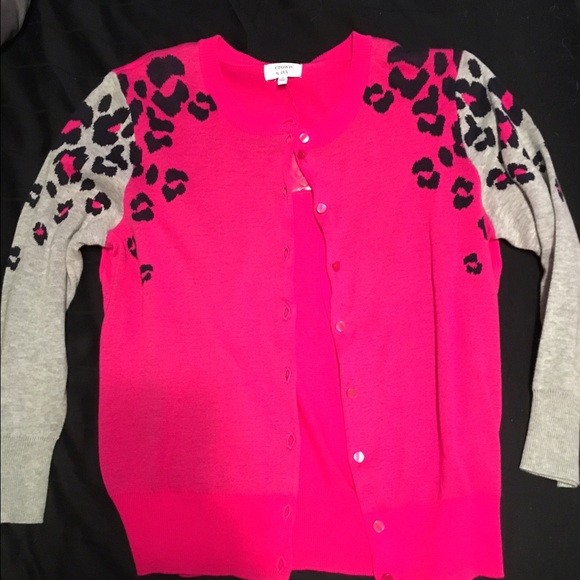 Navy blue, grey and pink cheetah print cardigan