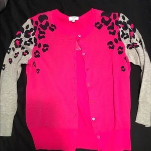 Navy blue, grey and pink cheetah print cardigan