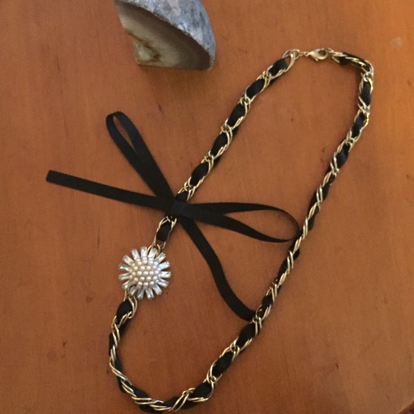 Ann Taylor Ribbon/Chain Necklace