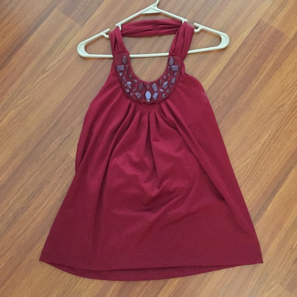 Burgundy Halter Shirt - Picture 1 of 4