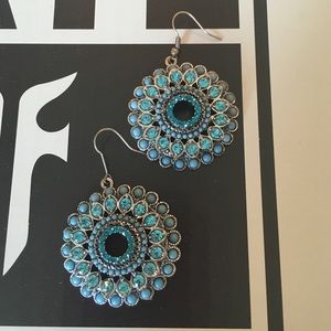 *Last chance* Large aqua/turquoise hoop earrings