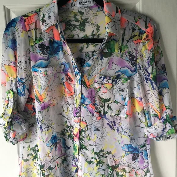 Watercolor Button-Up Blouse