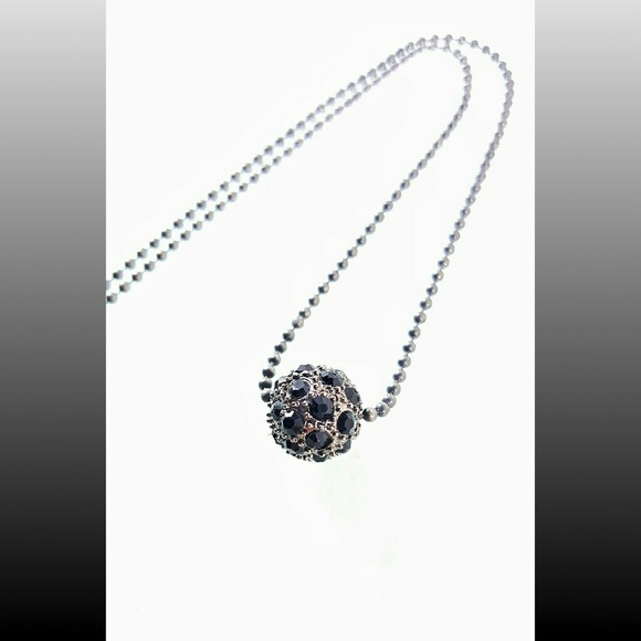 Black Pave Crystal and Gun Metal Necklace