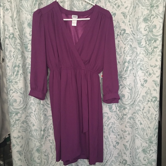 💜 Faux Wrap V neck Dress 💜