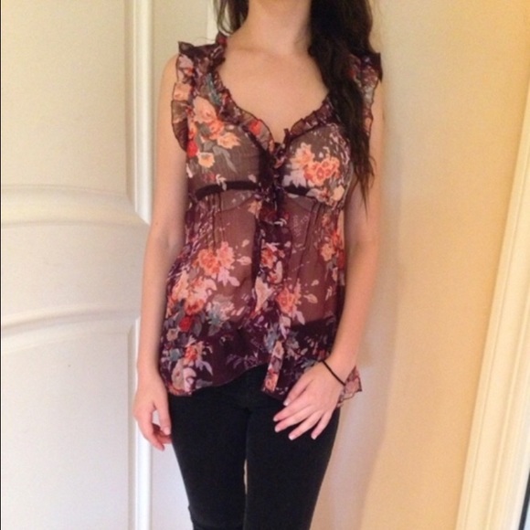 Flowery chiffon blouse