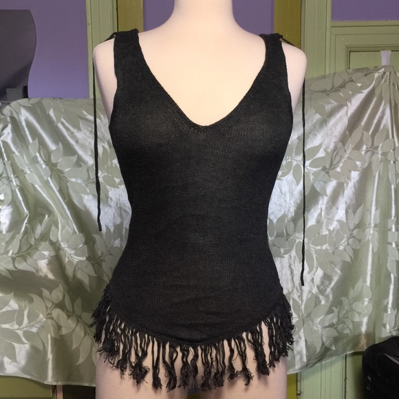 A/X sweater tank top with fringe on bottom