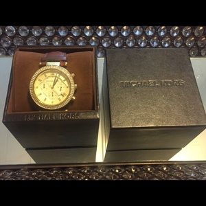 MICHAEL KORS 'Parker' Leather Watch MK-2249