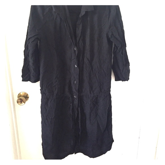 James Perse blk collared shirt dress.