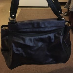 Dark purple and black leather purse