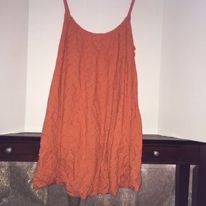 Spaghetti Strap Orange Floral Balloon Dress