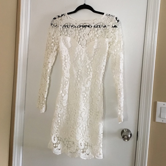 White lace cocktail dress.