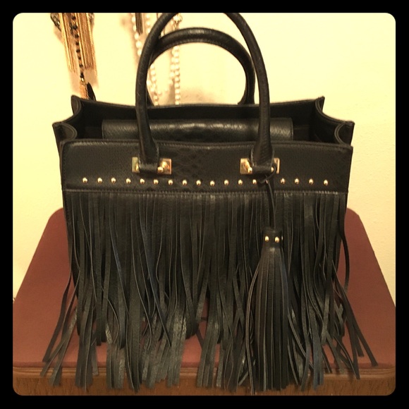 Black Fringe Purse
