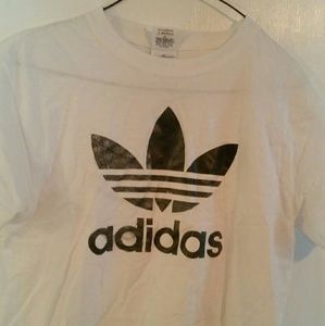 Distressed Adidas Originals White Trefoil Tee