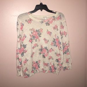 Floral print lightweight sweater