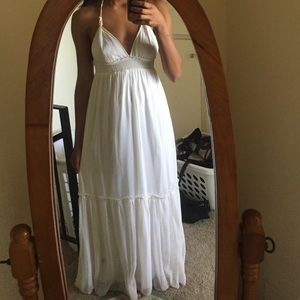 Creme floor length halter Dress