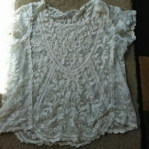 Cream lace short sleeve