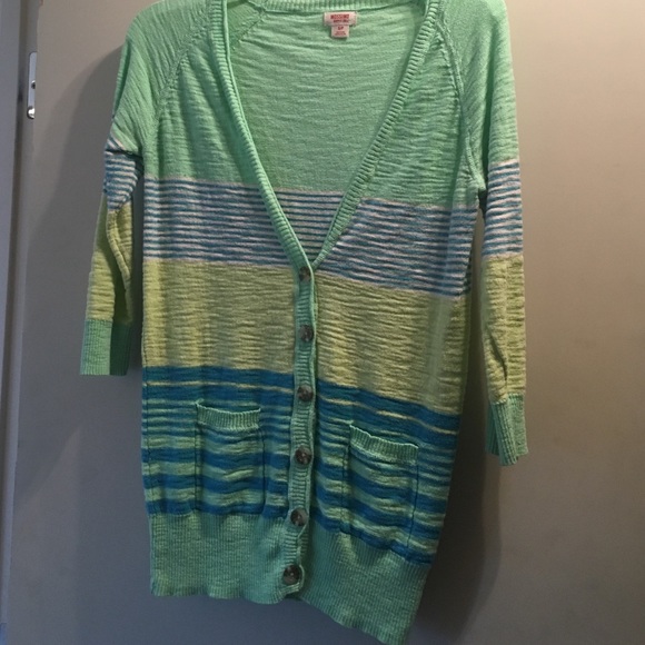 Mossimo 3/4 lime green button up cardigan